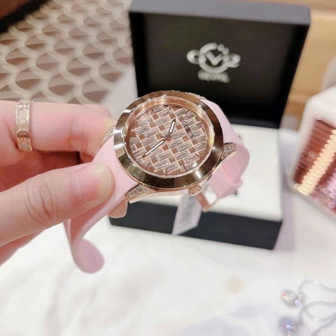 Guess Baguette |Nữ Giới |Rose Gold |Dây Silicone Hồng |Máy Pin (Quartz) |Size 39mm