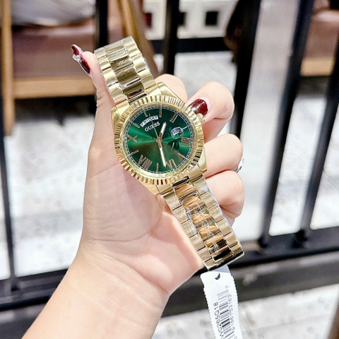 Guess 2 Lịch |Nam Giới |Mặt Xanh Lá |Dây Kim Loại Vàng Gold |Máy Pin (Quartz) |Size 42mm