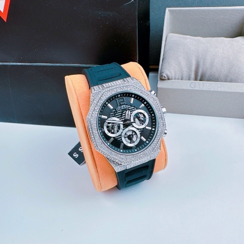 Guess Cut-thru |Nam Giới |Trắng Silver |Dây Cao Su Đen |Máy Pin (Quartz) |Size 44mm
