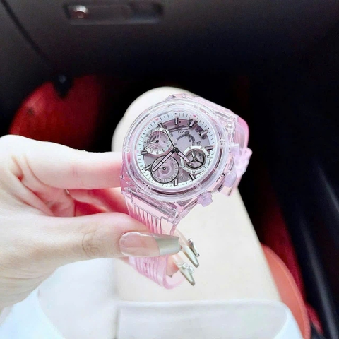 Guess Eco-Friendly Pink |Nữ Giới |Mặt Màu Hồng |Dây Silicone Trong Suốt |Máy Pin (Quartz) |Size 39mm