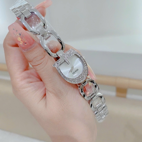 Guess Gia |Nữ Giới |Mặt Chữ G |Dây Mắt Xích Trắng Silver |Máy Pin (Quartz) |Size 22mm