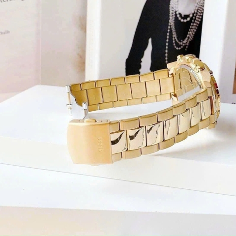 Guess Intrepid |Nam Giới |Đính Pha Lê Vuông |Dây Kim Loại Vàng Gold |Máy Pin (Quartz) |Size 46mm