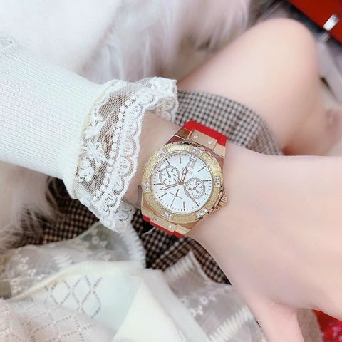 Guess Limelight |Nữ Giới |Vàng Gold |Dây Silicone Đỏ |Máy Pin (Quartz) |Size 36mm
