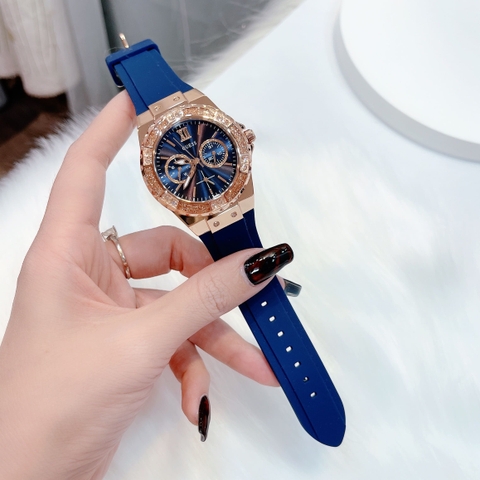 Guess Limelight |Nữ Giới |Vàng Gold |Dây Sillicone Xanh |Máy Pin (Quartz) |Size 36mm