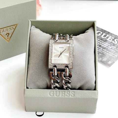 Guess Mặt Chữ Nhật |Nữ Giới |Trắng Silver |Lắc Tay |Máy Pin (Quartz) |Size 28x35mm