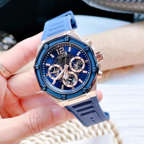 Guess Momentum |Nam Giới |Chronograph |Dây Sillicone Xanh Dương |Máy Pin (Quartz) |Size 44mm