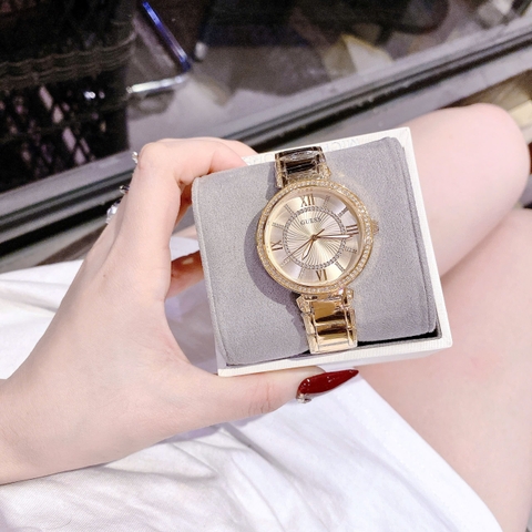 Guess Montage |Nữ Giới |Đính Đá |Dây Kim Loại Vàng Gold |Máy Pin (Quartz) |Size 34mm