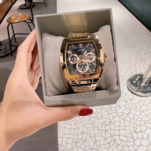 Guess Multi Function |Nam Giới |Mặt Đen |Dây Kim Loại Vàng |Máy Pin (Quartz) |Size 43x51mm