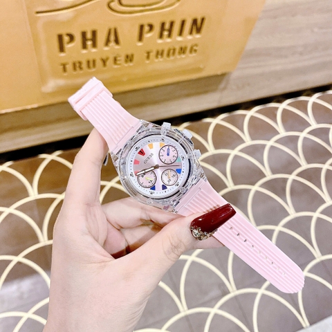 Guess Multifunction |Nữ Giới |6 Kim |Dây Cao Su Màu Hồng |Máy Pin (Quartz) |Size 39mm