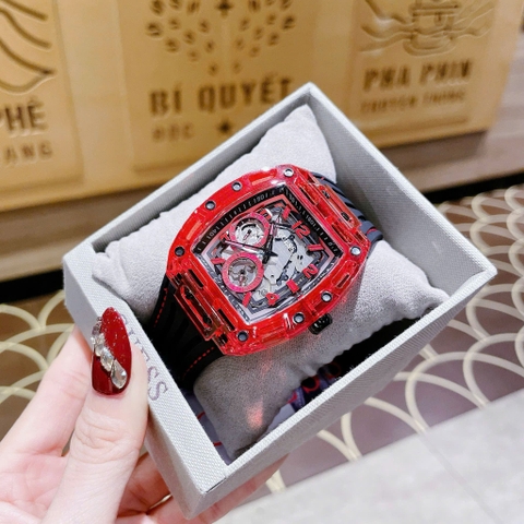 Guess Phoenix |Nam Giới |Chronograph |Mặt Đỏ |Dây Sillicone Đen |Máy Pin (Quartz) |Size 43x51mm