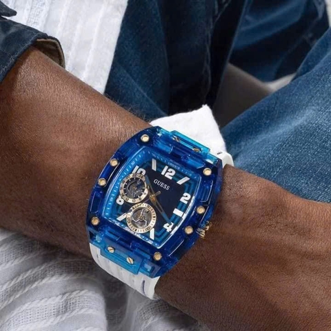 Guess Phoenix |Nam Giới |Chronograph |Xanh Dương |Dây Sillicone Trắng |Máy Pin (Quartz) |Size 43x51mm