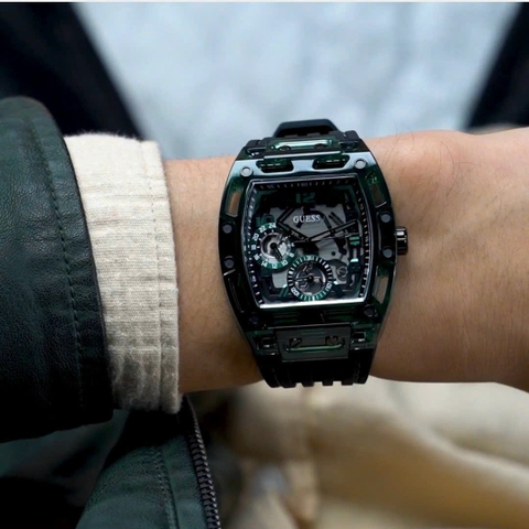Guess Phoenix |Nam Giới |Chronograph |Xanh Rêu |Dây Sillicone Đen |Máy Pin (Quartz) |Size 43x51mm