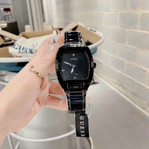 Guess Phoenix |Nam Giới |Mặt Chữ Nhật |Dây Kim Loại Full Đen |Máy Pin (Quartz) |Size 43mm