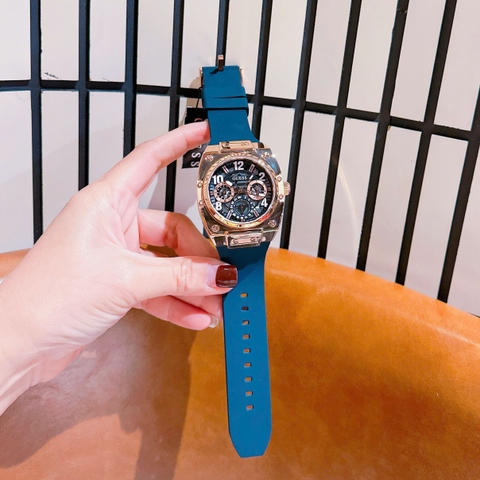 Guess Prodigy |Cặp Đôi |Rose Gold |Chronograph |Dây Silicone Xanh Dương |Size 44x36mm