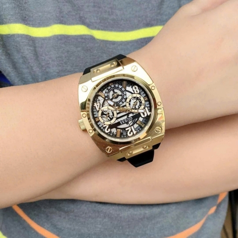 Guess Prodigy |Nam Giới |6 Kim |Vàng Gold |Dây Silicone Đen |Máy Pin (Quartz) |Size 44mm