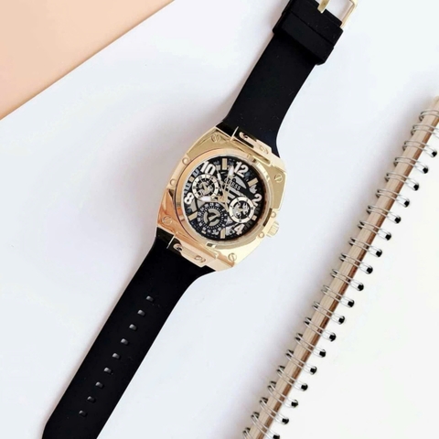 Guess Prodigy |Nam Giới |6 Kim |Vàng Gold |Dây Silicone Đen |Máy Pin (Quartz) |Size 44mm