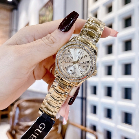 Guess Ritzy Multi-Function |Nữ Giới |Đính Đá |Dây Kim Loại Vàng Gold |Máy Pin (Quartz) |Size 36mm