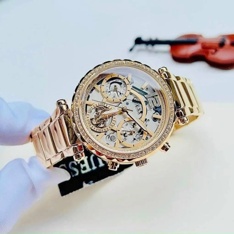 Guess Solstice |Nữ Giới |Mặt Đính Đá |Dây Kim Loại Vàng Gold |Máy Pin (Quartz) |Size 37mm