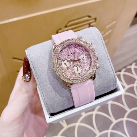 Guess Sparkling |Nữ Giới |Đính Đá Rose Gold |Dây Sillicone Hồng |Máy Pin (Quartz) |Size 38mm