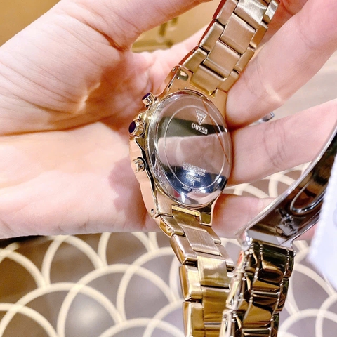 Guess Sugarrush |Nữ Giới |Đính Đá Cầu Vồng |Dây Kim Loại Vàng Gold |Máy Pin (Quartz) |Size 36mm