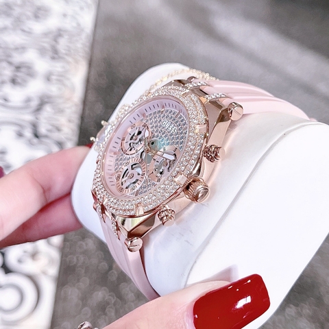 Guess Allara |Nữ Giới |Đính Đá Rose Gold |Dây Sillicone Hồng |Máy Pin (Quartz) |Size 38mm