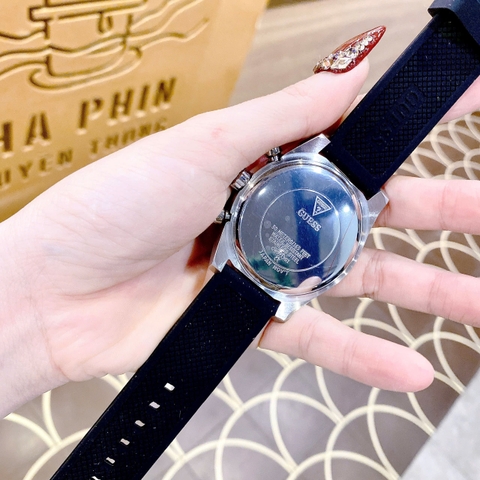 Guess Resistance |Nam Giới |Multifunction |Silver |Dây Silicone Đen |Máy Pin (Quartz) |Size 44mm