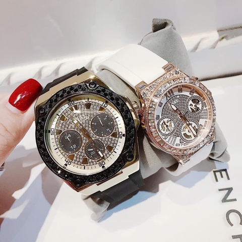 Guess Rigor |Cặp Đôi |Multifunction |Đính Đá |Dây Sillicone |Size 43x36mm