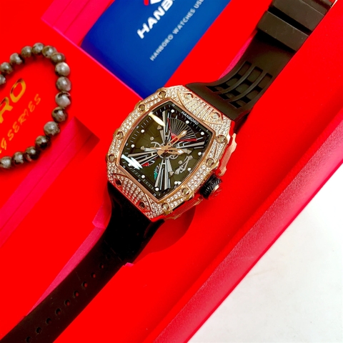 Hanboro Lật Mặt Limited |Nam Giới |Sillicone |Rose Gold |Máy Cơ (Automatic) |Size Lớn 43x50mm