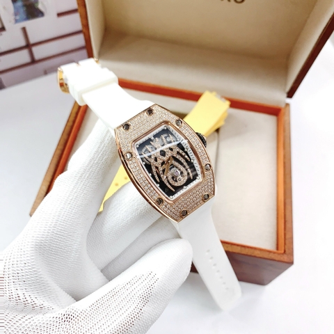 Hanboro Mặt Nhện |Nữ Giới |Rose Gold |Dây Cao Su Trắng |Máy Pin (Quartz) |Size 32x45mm