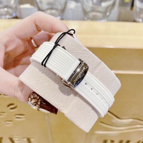 Hanboro Mặt Vũ Trụ |Nữ Giới |Trắng Silver |Dây Cao Su Trắng |Máy Pin (Quartz) |Size 36mm