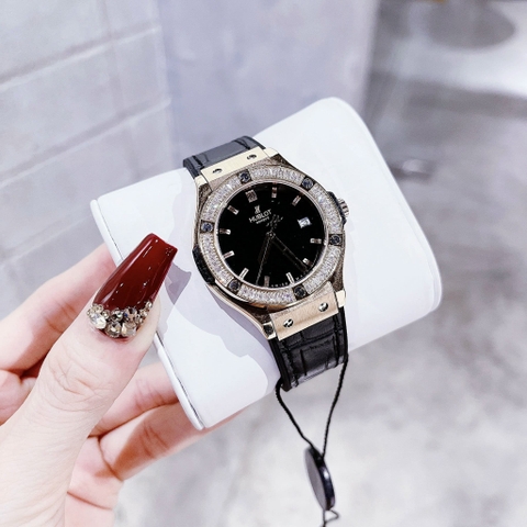 Hublot Geneve |Nữ Giới |Rose Gold |Đính Đá |Dây Da Bọc Silicone |Máy Pin (Máy Quartz) |Size 34mm