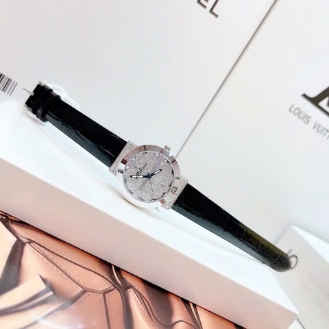 Melissa Cỏ 4 Lá |Nữ Giới |Đính Đá |Silver |Dây Da Đen |Máy Pin (Quartz) |Size 32mm
