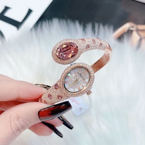 Melissa Đầu Rắn |Nữ Giới |Đính Đá Đỏ |Vòng Tay Rose Gold |Máy Pin (Quartz) |Size 28mm