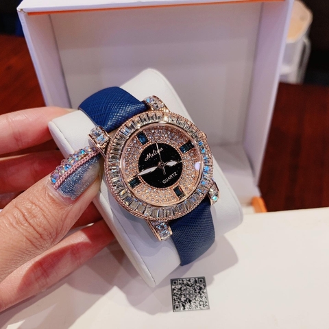 Melissa Full Đá |Nữ Giới |Rose Gold |Dây Da Xanh Dương |Máy Pin (Quartz) |Size 33mm
