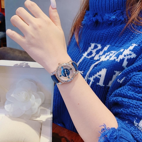 Melissa Full Đá |Nữ Giới |Rose Gold |Dây Da Xanh Dương |Máy Pin (Quartz) |Size 33mm