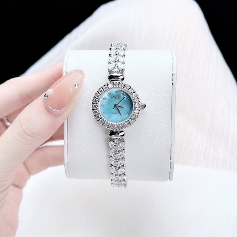 Melissa Mặt Xà Cừ Xanh |Nữ Giới |Silver |Lắc Tay Đính Pha Lê |Máy Pin (Quartz) |Size 26mm
