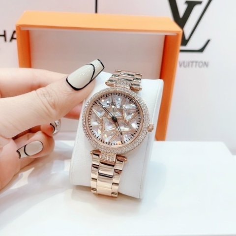 Melissa Mặt Xoay |Nữ Giới |Đính Pha Lê Trắng |Dây Kim Loại Rose Gold |Máy Pin (Quartz) |Size 35mm