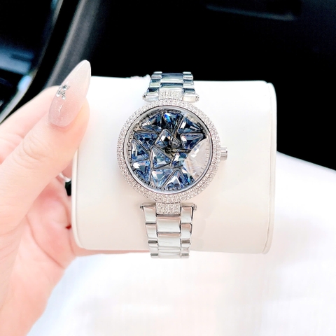 Melissa Mặt Xoay |Nữ Giới |Đính Pha Lê Xanh |Dây Kim Loại |Máy Pin (Quartz) |Size 35mm