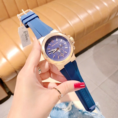 Michael Kors Dylan Chronograph |Nam Giới |Rose Gold |Dây Sillicone Xanh |Máy Pin (Quartz) |Size 48mm