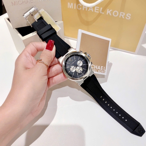 Michael Kors Dylan Chronograph |Nam Giới |Silver |Dây Sillicone Đen |Máy Pin (Quartz) |Size 48mm