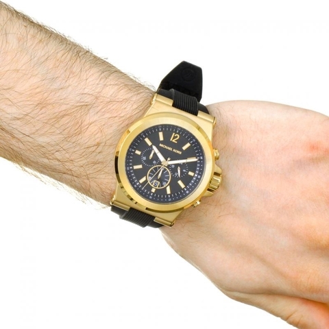 Michael Kors Dylan Chronograph |Nam Giới |Vàng Gold |Dây Sillicone Đen |Máy Pin (Quartz) |Size 48mm