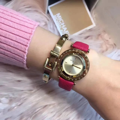 Michael Kors Averi |Nữ Giới |Mặt Xoay |Dây Da Hồng |Máy Pin (Quartz) |Size 33mm