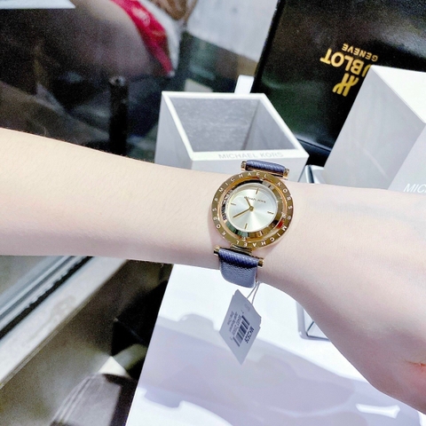 Michael Kors Averi |Nữ Giới |Mặt Xoay |Dây Da Xanh |Máy Pin (Quartz) |Size 33mm