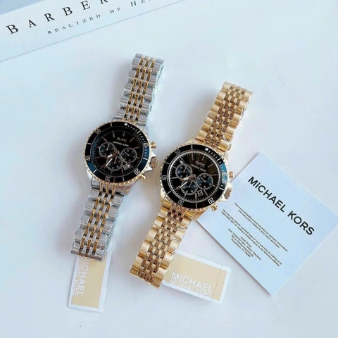 Michael Kors Bayville Chronograph |Nam Giới |Mặt Đen |Dây Demi Vàng |Máy Pin |Size Lớn 44mm