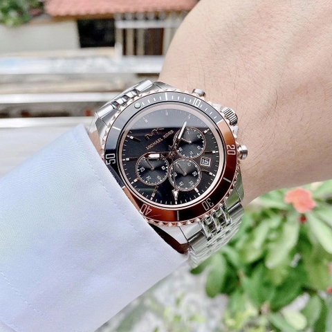 Michael Kors Bayville Chronograph |Nam Giới |Mặt Đen |Dây Kim Loại |Máy Pin |Size Lớn 44mm