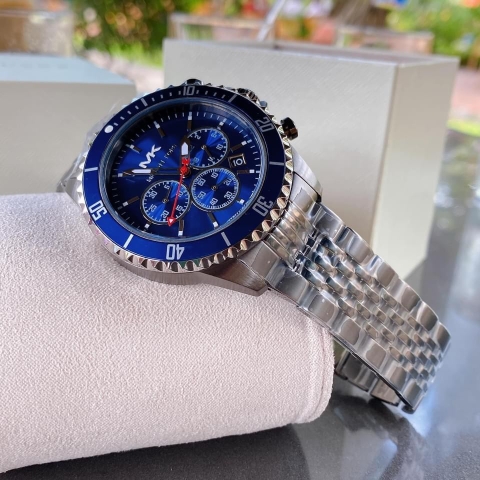 Michael Kors Bayville Chronograph |Nam Giới |Mặt Xanh |Dây Kim Loại |Máy Pin |Size Lớn 44mm