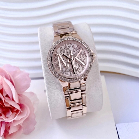 Michael Kors Calille |Nữ Giới |Rose Gold |Mặt Hồng MK |Dây Kim Loại |Máy Pin |Size Vừa 34mm