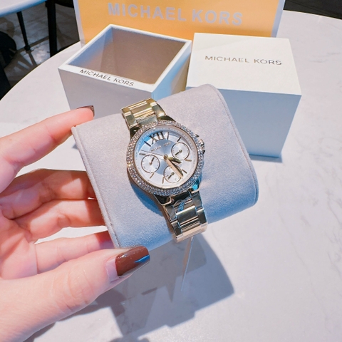 Michael Kors Camille |Nữ Giới |Mặt Trắng |Dây Kim Loại Vàng Gold |Máy Pin (Quartz) |Size 33mm