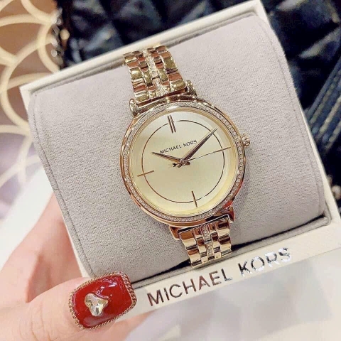 Michael Kors Cinthia |Nữ Giới |Đính Đá |Dây Kim Loại Vàng Gold |Máy Pin (Quartz) |Size 33mm