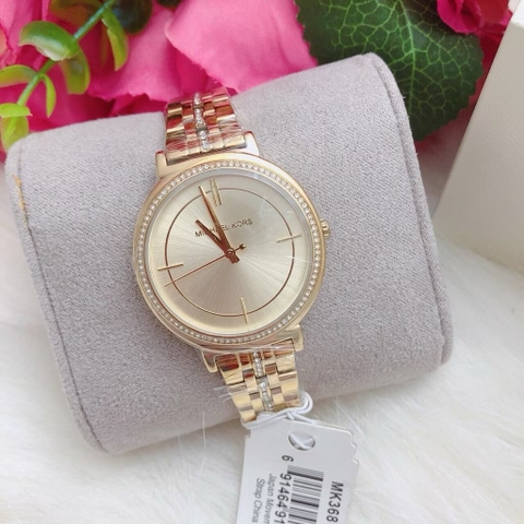 Michael Kors Cinthia |Nữ Giới |Đính Đá |Dây Kim Loại Vàng Gold |Máy Pin (Quartz) |Size 33mm